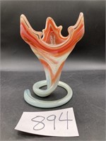 Sooner Ruffled Artglass Vase