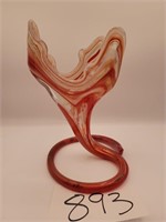 Sooner Ruffled Artglass Vase