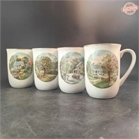 Enesco Currier and Ives 'Four Seasons Mugs'