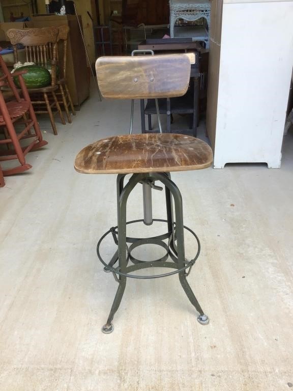 MCM Drafting Table Stool With Molded Plywood Seat