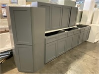 9pc. Gray Shaker Cabinet Set