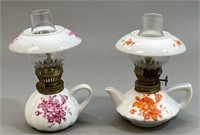 Two Small Ceramic Oil Lamps
