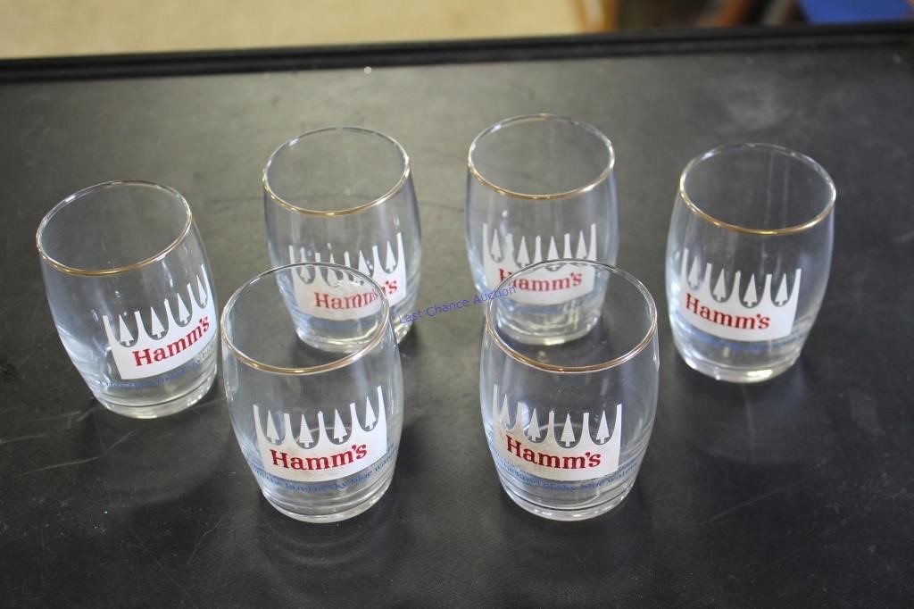 Lot of 6 Hamms Beer Glasses