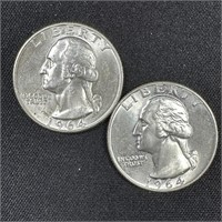 1964-D & 1964 Washington Silver Quarters