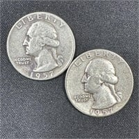 1957-D & 1957 Washington Silver Quarters