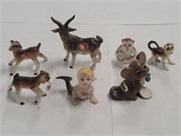 7 Piece - Miniature Deer / Monkey Figurines