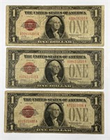 1928 $1 Red Seal US Note Trio AA Block Fr#1500