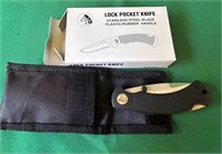 Lock Pocket Knife w/horse head and belt carrier