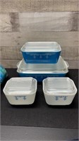 Vintage Set Of 4 Pyrex Snowflake Pattern Refrigera