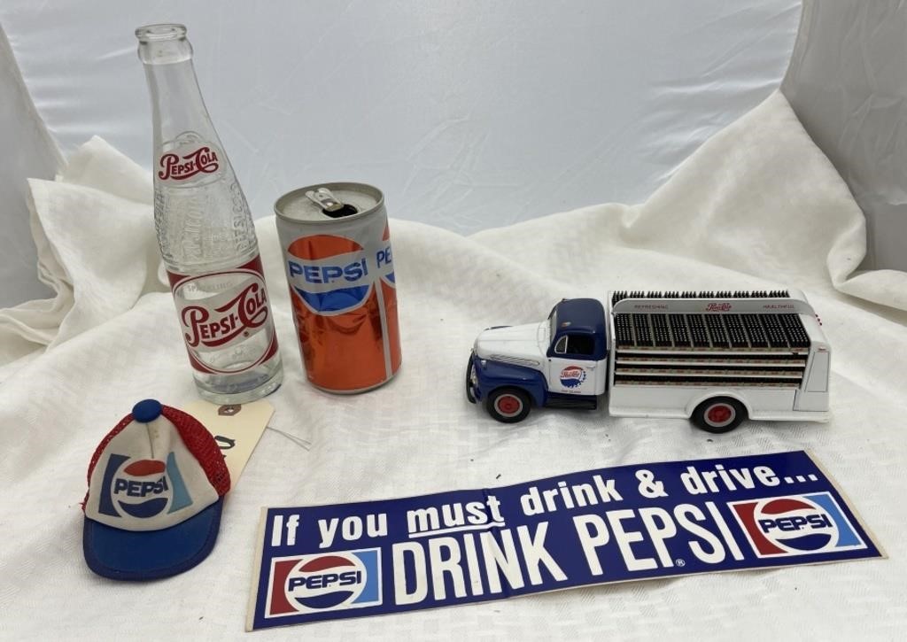 5 Pepsi Memorabilia Can Bottle Sticker Ball Cap