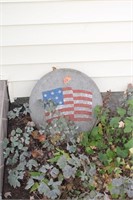 Stone Garden Decor with American Flag Design