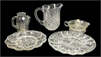 Lot of 5 Assorted Clear Glass Dishes