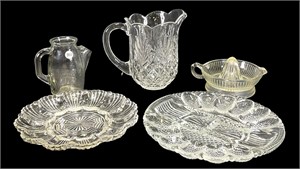 Lot of 5 Assorted Clear Glass Dishes
