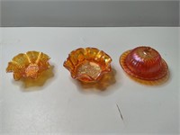 Vintage  Iridescent Marigold Carnival Glass