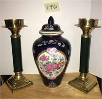 Floral Ginger Jar with Candle Holders