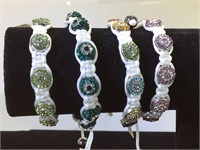 4-  ylon braided rhinestone bracelets by Kalifano