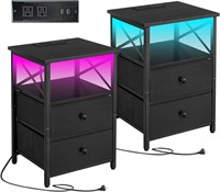 Clikuutory LED Nightstand Set  USB & Outlets