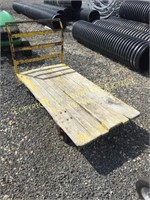 YELLOW FOUR WHEEL WOOD DECK CART