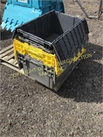 (4) GRAY & YELLOW PLASTIC TOOL TOTES