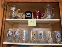 Railroad Mickey Mouse, a W and more glass cups