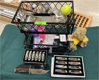 2 Tier Metal Rack, Pocket Knifes & misc