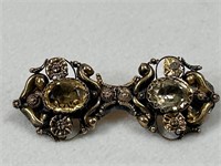 C clasp brooch with semiprecious stones