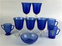 Vintage Cobalt Glassware includes 2 Shirley Temple