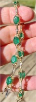 8.50 CTW Natrual Emerald/Diamond 14k Bracelet