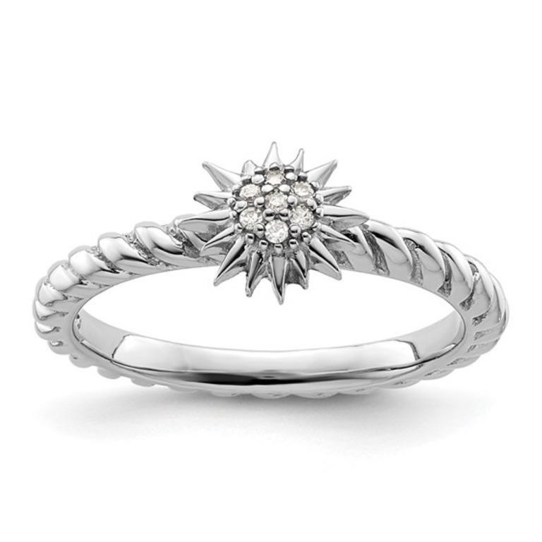 Sterling Silver Stackable Diamond Star Ring