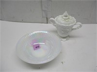 Milk Glass and Irridescent Bowl