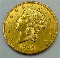 1906 D $20 Gold Liberty Coin