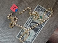 Pearl Style Long Necklace 32" L