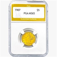 1907 $5 Gold Half Eagle PGA MS65