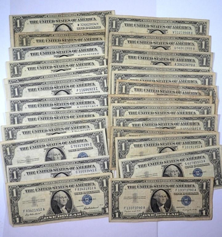 (25) $1 SILVER CERTIFICATES - MIXED LOT