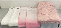 4 Sheer Curtains & Comforter W/ Pillow Case