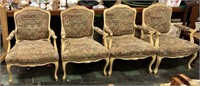 4 LARGE Carved French XV Style Side Chairs