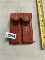 Triple K dual clip holder- leather