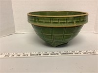 Green stoneware bowl 9 in small chips