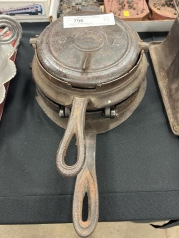 (2) Early Cast Metal Waffle Irons