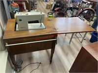 wood Sewing Table with Sewing Machine -