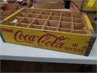 Wood yellow coke crate