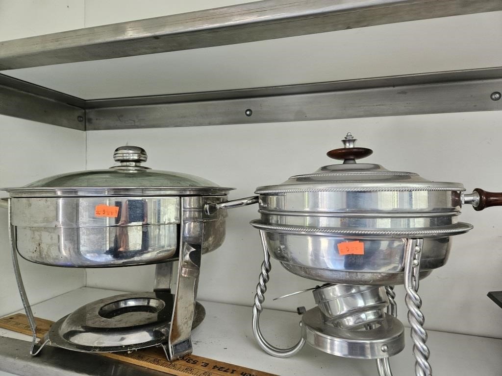Stainless Food warmers w/ handles and lids. Total