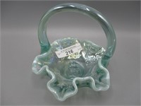 Fenton minature basket-  green opal Bear