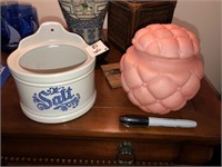 Stone Salt Crock & Covered Dish