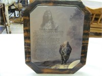 Buffalo Indian Poem on Wood - 10" x 12"