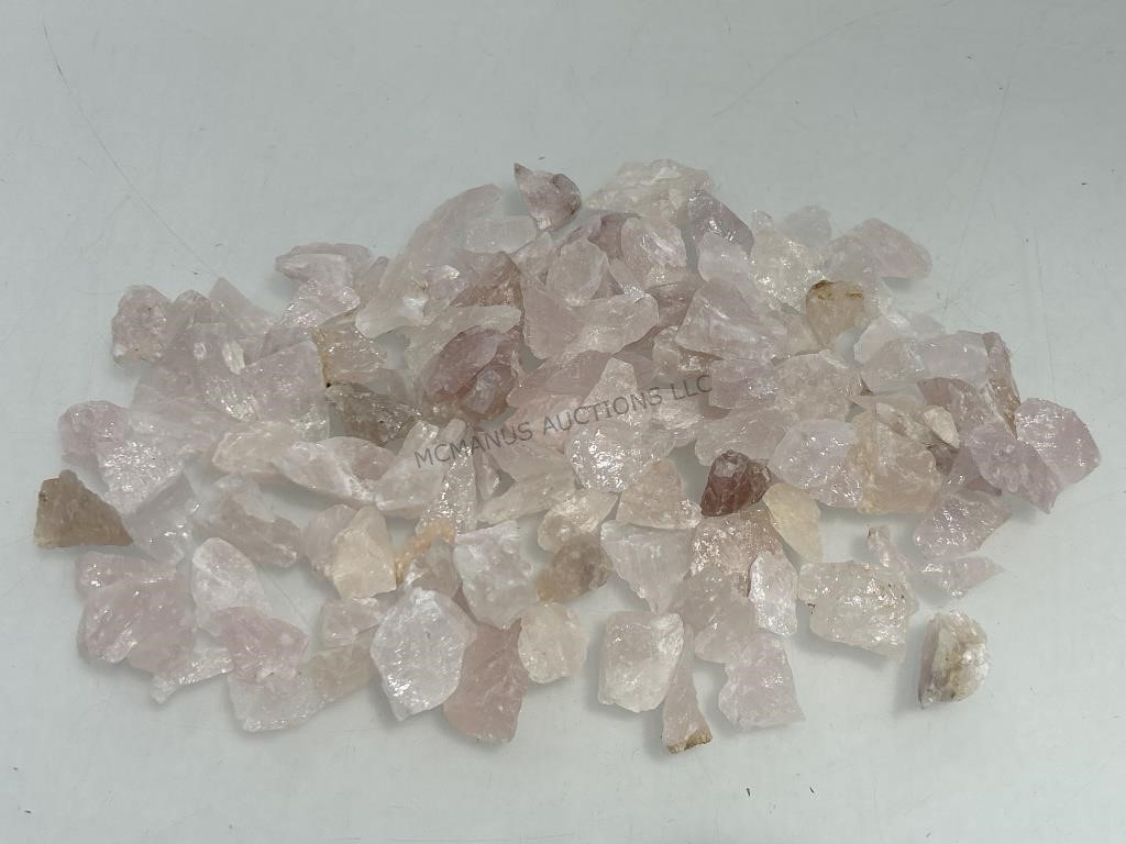 Rose quartz fragments. 2lbs bagged.