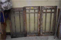 Three Vintage Wood /Glass Windows/Cabinet Doors