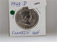 1948-D 90% Silver Franklin Half $1 Dollar