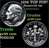 Proof 1959 Roosevelt Dime TOP POP! 10c Graded pr69