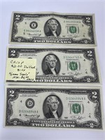 3 1976 $2 Bills